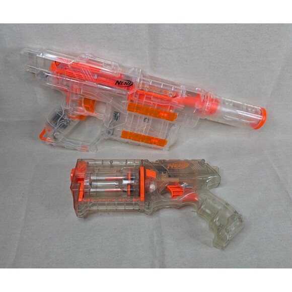 NERF Other - Ghost Ops Shadow ICS-6 & Maverick REV-6 Clear Blasters – Tested, No Darts